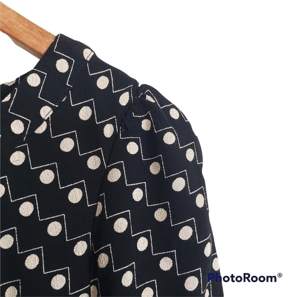 Polka dot print black short sleeve midi dress - Picture 5 of 12